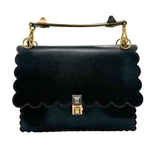 Fendi Canai Leather Handbag Black Gold